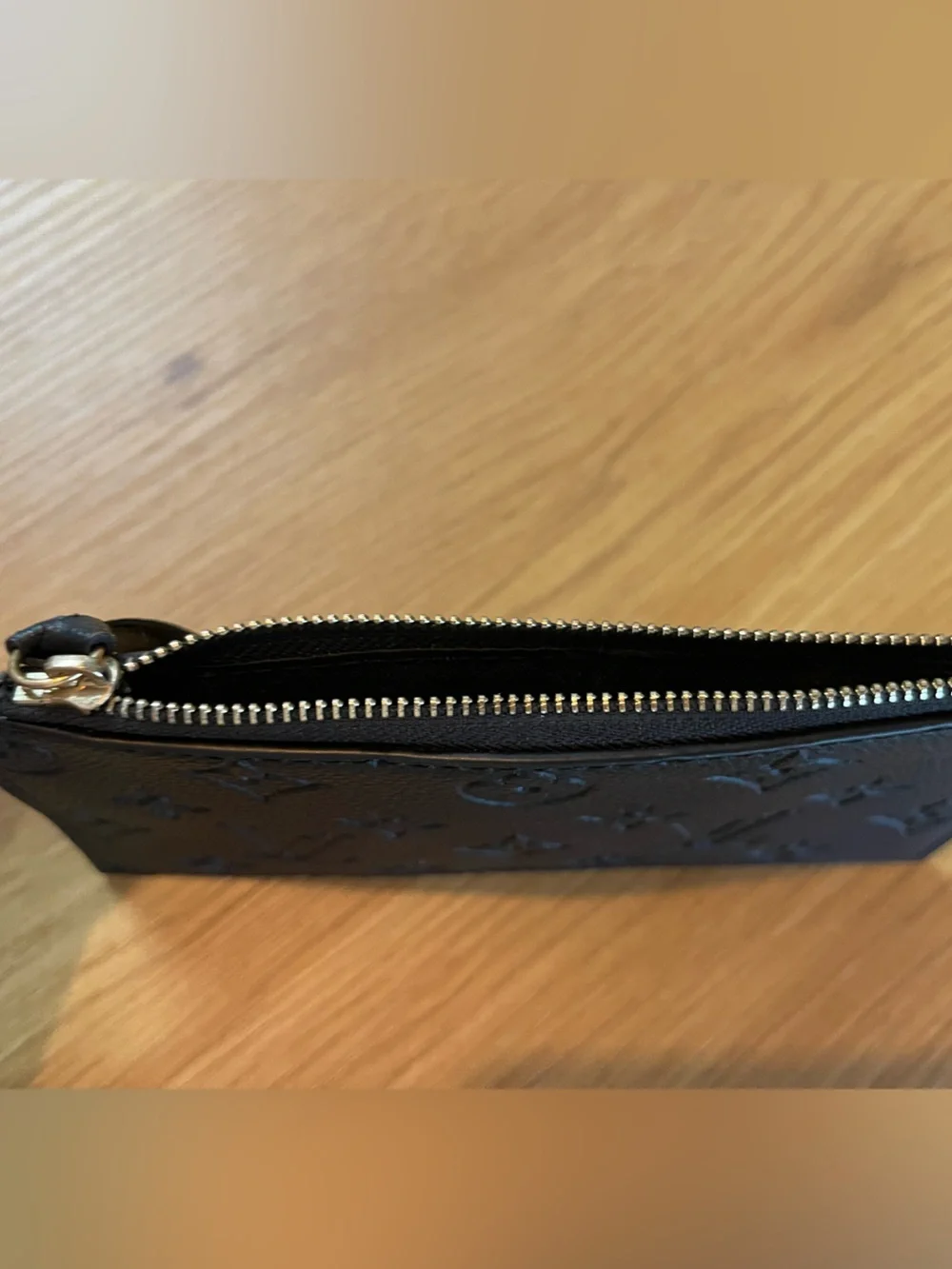 Louis Vuitton Black Embossed Monogram Zip Insert Wallet